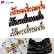 Ladysasa 10Pcs Metal Handmade Label Rectangle Zinc Alloy Hand Made Letters Label DIY Sewing Accessor