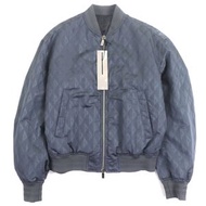 全新未使用 DIOR Homme 143C432E5914 CD 鑽石雙拉鍊飛行員夾克，藍灰色，50 碼，含衣架，意大利製造，正品，男士