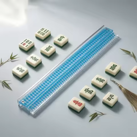 Mahjong Tile Pusher Dot Pattern Acrylic Tile Ruler Mahjong Rack Pusher Long Narrow Acrylic Line Rule