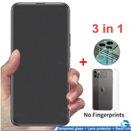 3 in 1 frosted tempered glass Huawei Nova Y90 Y70 Plus 9se Y7a Y6 Y9 Y8p 8i 7 6 6se 5 4e 4 3 3i Pro Prime 2019 5G 4G Camera lens glass carbon fiber back film