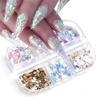 【New】 Nail Glitter Brilliant Irregular Glitter AB Color Transparent Laser Heart-Shaped Star Nail Seq