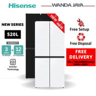 [FREE DELIVERY] Hisense 4 Door Inverter Refrigerator 520L Fridge RQ568N4AWU / RQ568N4ABU [Peti Sejuk 冰箱 电冰箱]