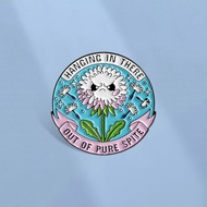 Cute Angry Dandelion Enamel Pin Hanging in There Dandelion Brooch Badges Backpack Accessories Gifts 