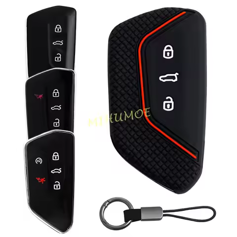 Silicone Car Key Fob Chain Case Cover For VW Golf 8 ID.3 ID.4 ID.7 ID.Buzz Tiguan Atlas Cross Sport 