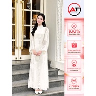 Innovative ao dai, high-quality 4-panel embroidered silk ao dai, size S - 3XL