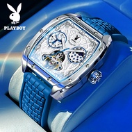 PLAYBOY นาฬิกาสำหรับผู้ชาย นาฬิกาสปอร์ต กันน้ำ นาฬิกากลไกบอกเวลาพระอาทิตย์และพระจันทร์ นาฬิกาเรืองแส