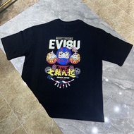 Evisu2024 Summer Short-Sleeved Casual Street Wear ins All-Match God of Fortune New Style Dharma Print Round Neck Men Women Half-Sleeved T-Shirt YQ