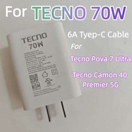 for TECNO 70W Charger original 6A Type C Cable Compatible with Pova 7 Ultra / Tecno Camon 40 Premier
