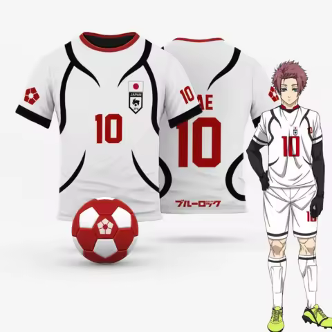 Blue Lock Japan U20 White Cartoon Anime Cosplay Men Jersey Summer Short Sleeve Children Tee Tops 202
