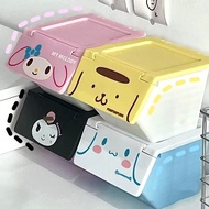 Cartoon Desktop Flip Lid Storage Box Jewelry Box Cute Kuromi Melody Cinnamoroll Stackable Storage Bo