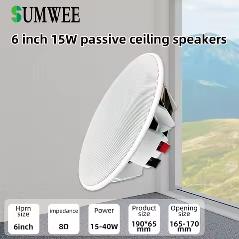 6 Inch 8ohm Ceiling Speaker Full range stereo sound Passive Speakers home Background Music system Fo