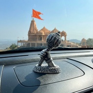 Mix Metal Hanuman Hand With Gada Idol for Car Dashboard Home & Office Table - Deco | Hamuman Ji Car 