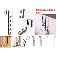 Gantungan Baju Belakang Pintu 5 Kait Tanpa Paku Hanger Gantungan Baju Tas Topi 5 Hook Serbaguna