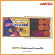Romco Professional Carrom Men with Wooden Box / Buah Karom / Carrom Seed