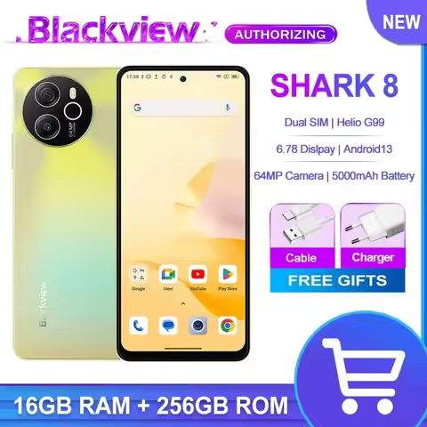 Blackview SHARK 8 Smartphone 6.78'' 2.4K Display Helio G99 16GB 256GB Android13 64MP Camera 5000mAh 