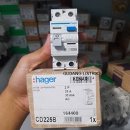RCCB ELCB HAGER 2P 25A 30MA CD225B