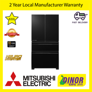 Mitsubishi Electric 630L Fridge 4-Door Multi Drawer with Glass Door &amp; Ice Maker Door MR-LX68EM GBK Glass Brilliant Black Neuro Inverter Refrigerator Peti Sejuk