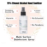 Eucalyptus Multi Surface Disinfectant Spray ( 75% Ethanol Alcohol ) Hand Sanitizer 100ML