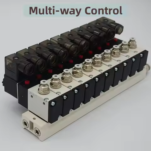 3V210-08 Manifold Station Solenoid Valve 3 Port 2 Position Multi-way Combination DC12V 24V AC220V Wi