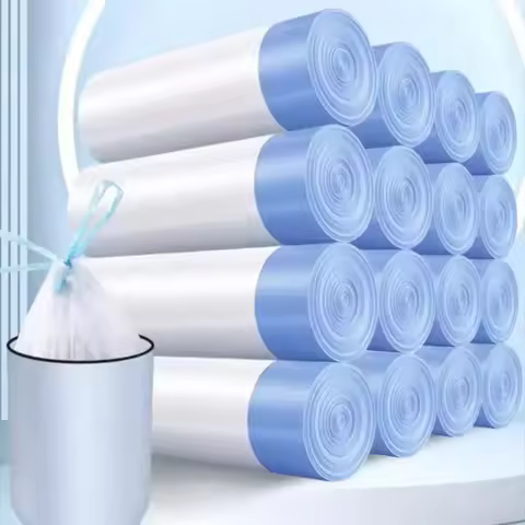 Household Garbage Bag Drawstring Large Thickening Portable Pull Bag White Plastic Bag draw string ba