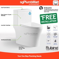 Rubine x sgPlumbMart Punta Nera-105 Rimless Funnel Flush 3.0 Toilet Bowl Efficient Whirl Wash Water 