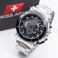 SWISS ARMY Jam Tangan Pria Original Rantai Stainless Steel Tanggal Aktif Tahan Air