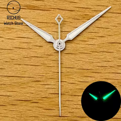 VH31 Watch Hands Set Green Luminous 10x14.5x15mm Hour Minute Second Hands for Sweep Second Quartz Mo