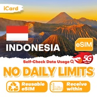 iCard eSIM_Indonesia 1-30 Days Unlimited Data/XL/Telkomsel/Indosat/Best for bintan/batam Can top up 