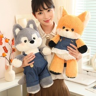 50cm Kawaii Fox Wolf Plush Toys Cartoon Stuffed Soft Plushie Doll Toy Mainan Patung
