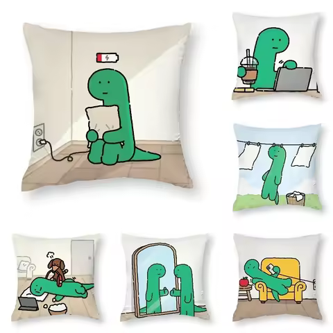 Joguman Korean Instagram Dinosaur Pillow Case 3D Print Polyester Fiber 40*40 cm Home Sofa Throw Deco