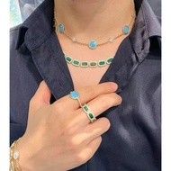 APM Monaco Lake Blue Mé té orites Ring Golden Yellow Fresh Hand Jewelry Ring Ladies Light Luxury Jew