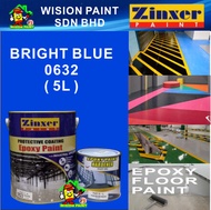 BRIGHT BLUE 0632 ZINXER EPOXY FLOOR PAINT 4L + 1L = 5L