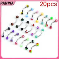 PANPIA 20PCS Stainless Steel Barbell Curved Eyebrow Rings Bars Tragus Piercing