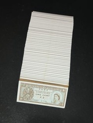 (少有原裝捆裝一仙紙幣) 上世紀香港政府女皇頭一仙紙幣 一捆  一捆內有500張  全新直版有微黃  介意勿拍