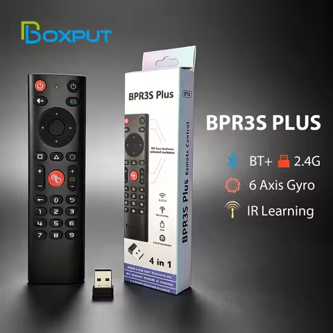 BOXPUT BPR3S Plus Air Mouse Voice Control Dual‑Mode Bluetooth 5.0 2.4GHz IR Learning 6‑Axis Gyro Rem