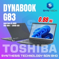 0.8KG RINGAN SUPER SLIM TOSHIBA DYNABOOK G83 I3/I5-7/8/10GEN 8GB RAM + 256GB SSD REFURBISHED LAPTOP 