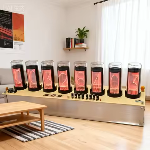 Digital Table Clocks Nixie Tube Clock Stainless Steel Creative Computer Desktop Watch Smart Noctiluc