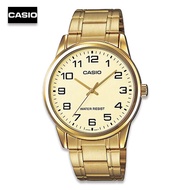 Velashop  นาฬิกาข้อมือผู้ชาย Casio สีทอง สายสแตนเลส รุ่น MTP-V001G-9BUDF, MTP-V001G-9B, MTP-V001G