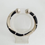 象尾毛手鐲，黑白相間的飾圈，蓮花頭，925純銀包覆，均碼，可調節。