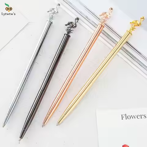 1 PCS Lytwtw's Flamingo Ballpoint Pen Rose Gold Wedding Metal Copper Pen Office School Supply Statio