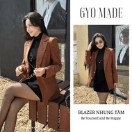 GYOMADE high-quality 2-layer velvet women's blazer with shoulder pads, loose, luxurious and comforta