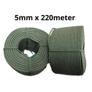 5mm x 220 Meter PE Nylon Green Polyethylene Rope PE Rope (Thailand) / Tali Hijau