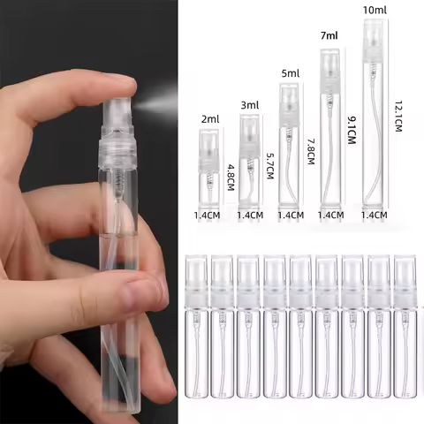 10PCS 2ml/3ml/5ml/7ml/10ml Empty Mini Clear Glass Spray Bottle Portable Perfume Sample Sprayer Vials