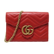 Gucci Red Marmont Matelassé Chevron Leather Mini Bag
