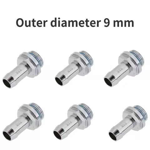 6pcs Copper Barb-Fitting PC Water Cooling Two-Touch Fitting G1/4 Thread Barb Connector for Tube 6mm/
