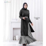 LAVINA WOMEN'S JACKET KNIT TURTLENECK - black CROP KOREA NEWEST PARACHUTE JUMBO OVERSIZE IMPORT G2J2