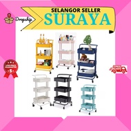 3 Tier Multi-functional Metal Trolley PP Tray Storage Rack Office Shelves Book Shelving Toys Storage