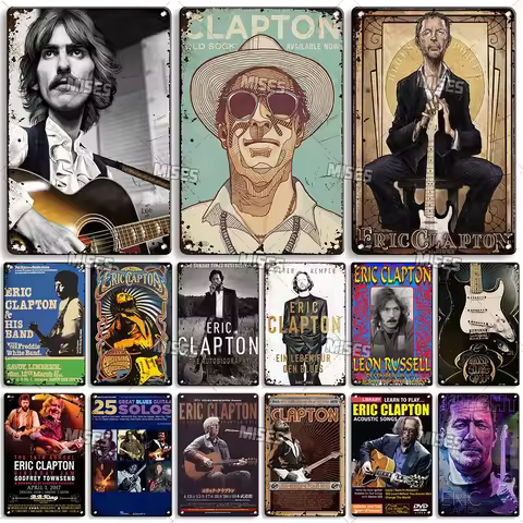MISES Musician Eric Clapton Metal Poster Decorative Plate Vintage Metal Sign Poster Home Bar Cafe In