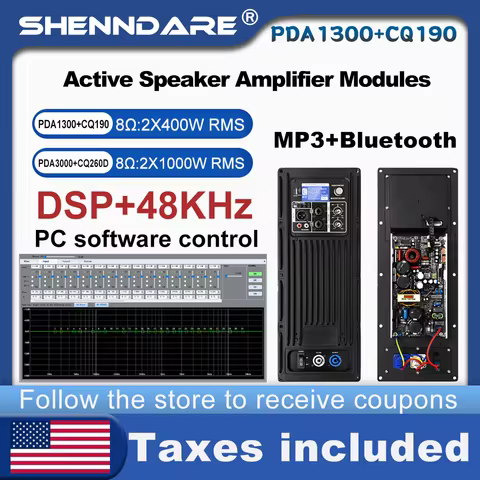 SenMicre PDA1300+CQ190 DSP Digital Power Amplifier Module 2x400W 8ohm Active Speaker Amplifier Modul