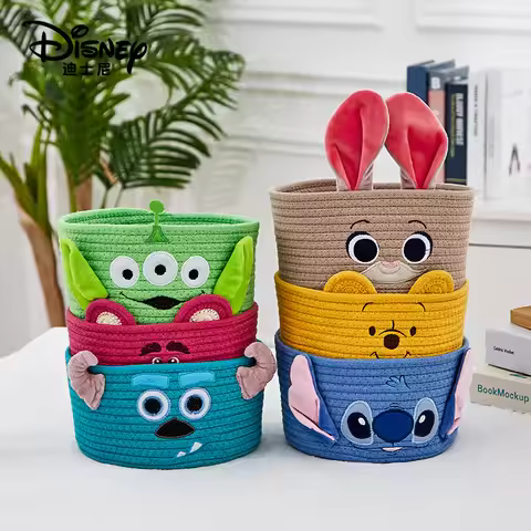 Cute Judy Cotton Rope Woven Storage Basket Lotso Stitch Large-capacity Storage Box for Organizing St